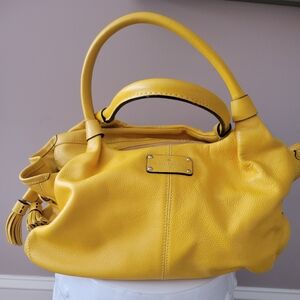 Kate Spade Leather Tassel Handbag, Mustard Yellow, Large
